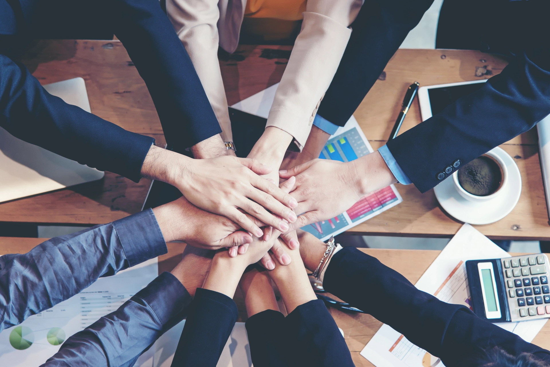 group of hands